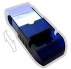 pull on ridged tabs and slide to open